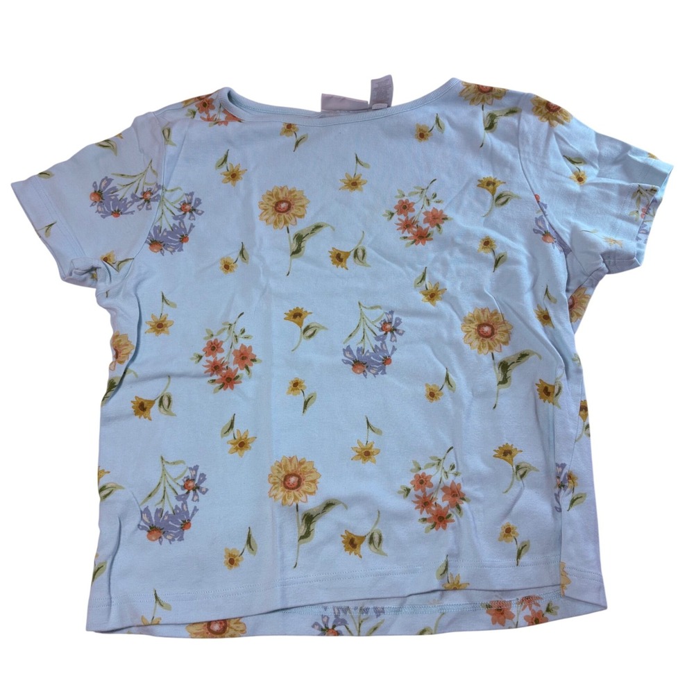 Liz Claiborne Lizwear Jeans Vintage 90s Light Blue Floral Sunflower Cotton Tee L